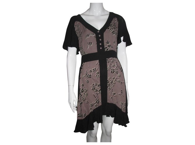Temperley London Silk sample dress Black Taupe  ref.161252