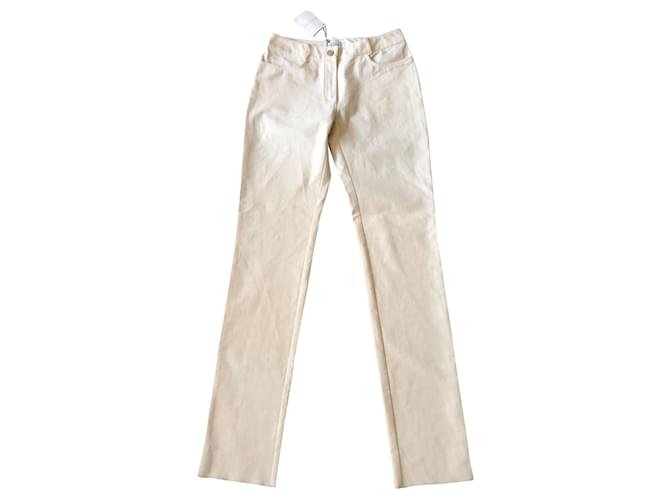 Jeans crudo Céline T. 36 neuf Blanco roto Algodón Cuerda  ref.161265