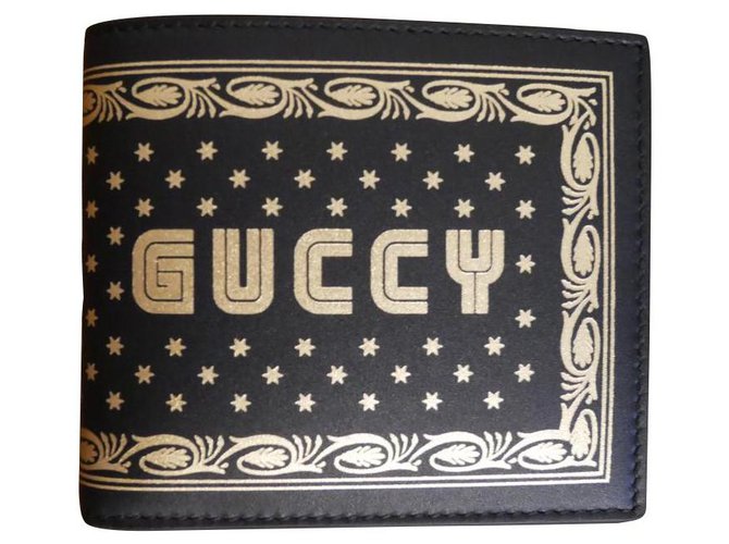 Gucci leather wallet (Guccy) Black  ref.161287