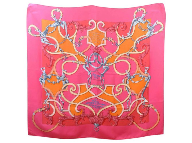 Hermès Scarf ""L' instruction du Roy"" Pink Silk  ref.161424