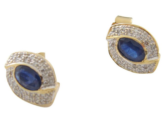 Autre Marque gold earrings 18k diamonds sapphires Golden Yellow gold  ref.161463