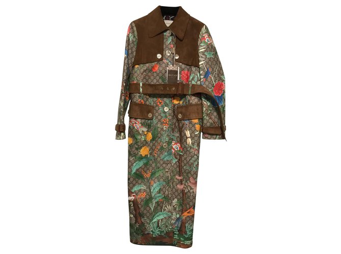 NWT Gucci Supreme Tian Print Trench Coat Multiple colors Polyester  ref.161549