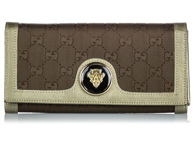 Gucci Brown GG Long Wallet Leather Plastic  ref.161615