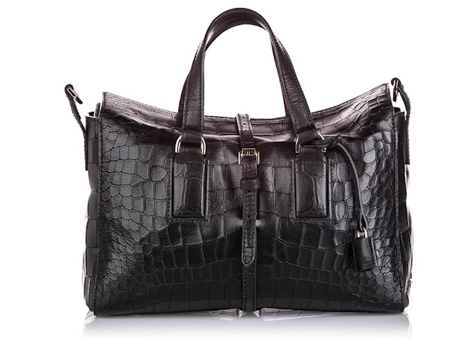 Mulberry Black Embossed Leather Roxette  ref.161627