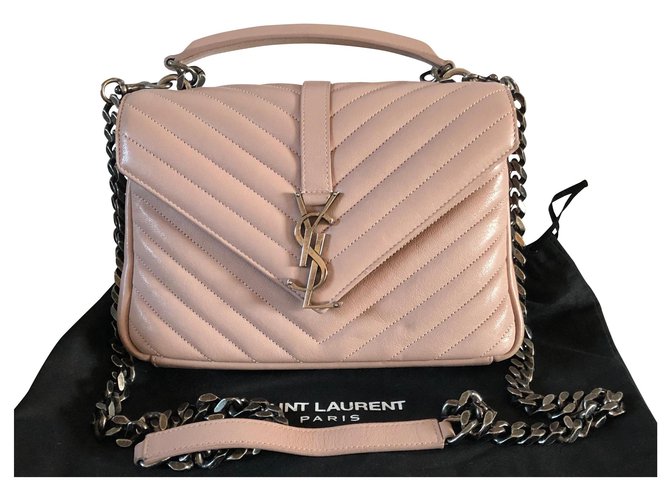 Collège Yves Saint Laurent Middle School Silvery Pink Leather  ref.161669