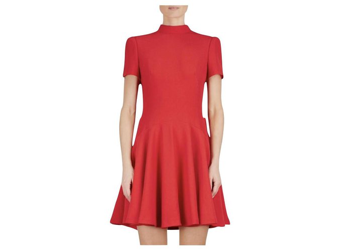 Alexander McQueen - vestido crepé rojo Roja Viscosa Acetato  ref.161768