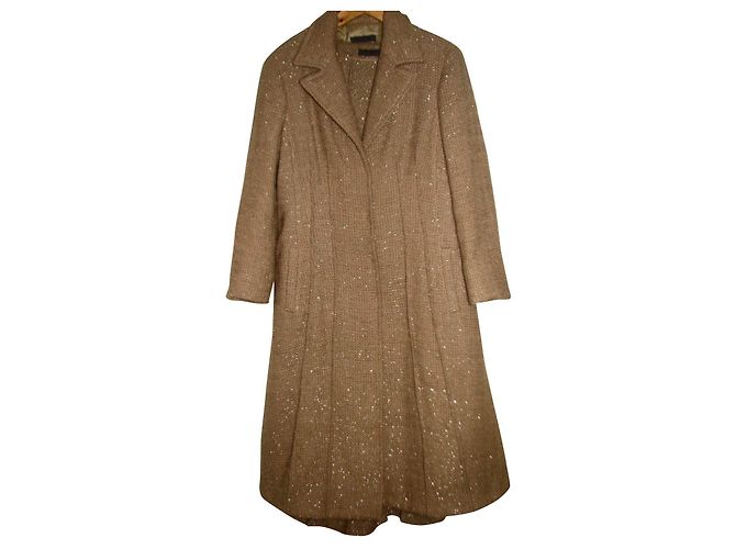 Casaco de Alberta Ferretti em lã bege e dourado Caramelo
