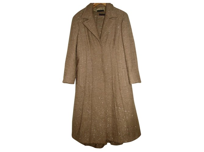 Alberta Ferretti Glamourous coat Beige Golden Caramel Wool Elastane  ref.161801