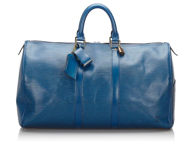 Louis Vuitton Blue Epi Keepall 45 Blau Leder  ref.161838