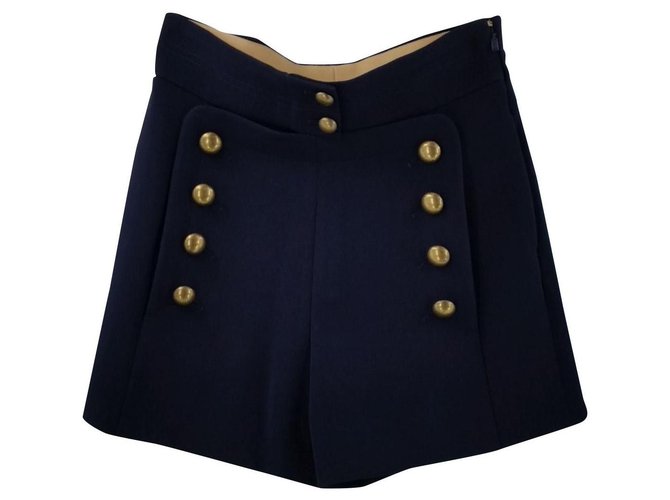 Chloé Shorts Navy blue Polyester Acetate  ref.161843