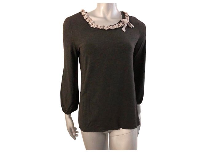 Top Love Moschino Gris Carbón de Viscosa con Cadena Gris antracita