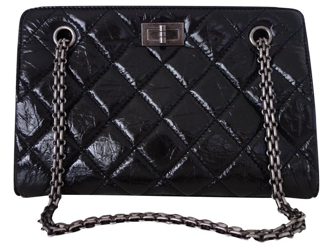 Chanel Shopping Bag 2.55 Black Leather  ref.161966