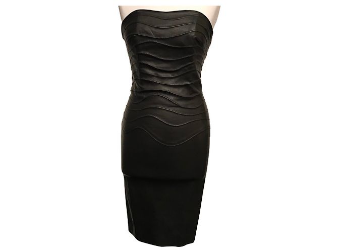 Jitrois Black Lambskin Strapless Bustier Dress