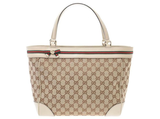 Gucci Vintage Handbag Beige Cloth  ref.162175