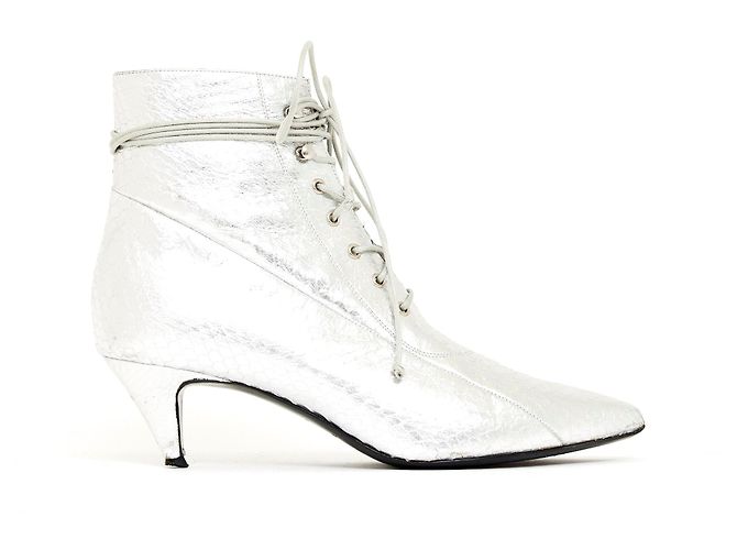 Botas Saint Laurent Cat 5 de piel exótica plateada 37 Plata