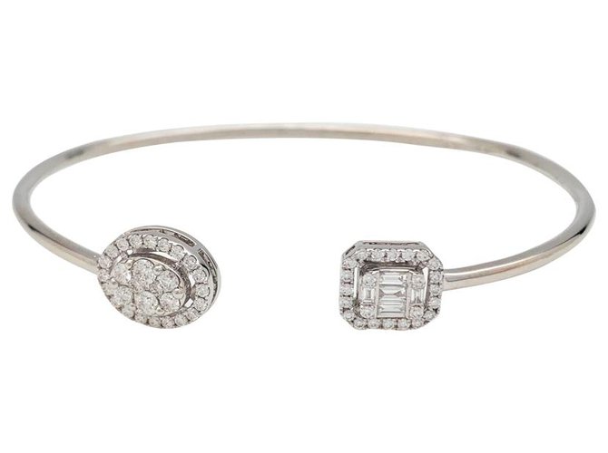 inconnue Open flexible bangle bracelet in white gold, diamants.  ref.162349