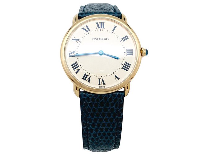 Cartier "Vendome" Uhr in Gelbgold auf Leder. Gelbes Gold Roségold  ref.162356