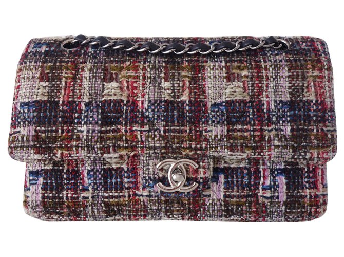 Timeless CHANEL CLASSIC TWEED BAG Multiple colors Leather ref