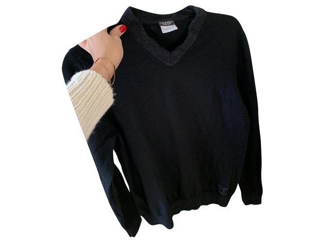 Chanel Knitwear Black Wool  ref.162379