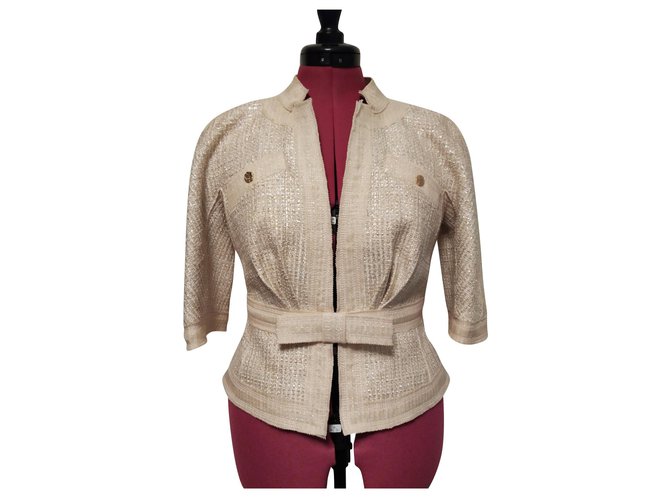 Louis Vuitton Fitted jacket Pink Golden Silk  ref.162389