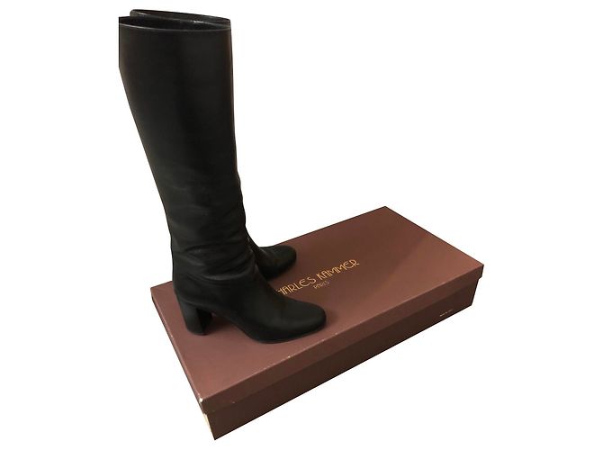 Autre Marque Schwarze Leder-Stiefeletten
