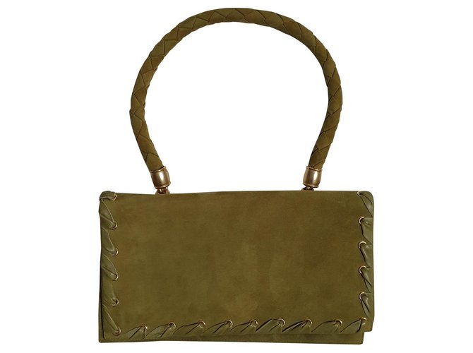 Walter Steiger Handbags Green Suede Leather  ref.162466