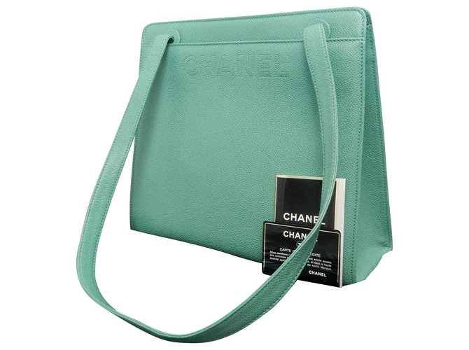 Mala de Ombro Vintage Chanel Verde Couro  ref.162470