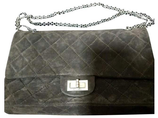 Chanel 2.77 Reissue Grey suede flap bag  ref.162561