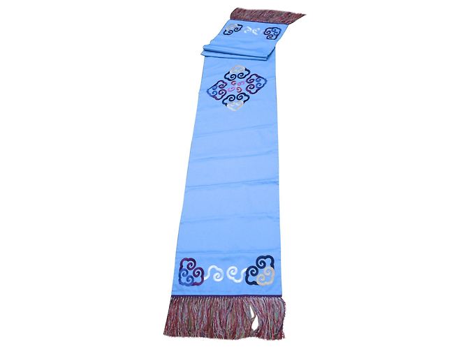 Shanghai Tang Xangai tang ou algodão e corredor de mesa 284 x 51,5 cm Azul claro