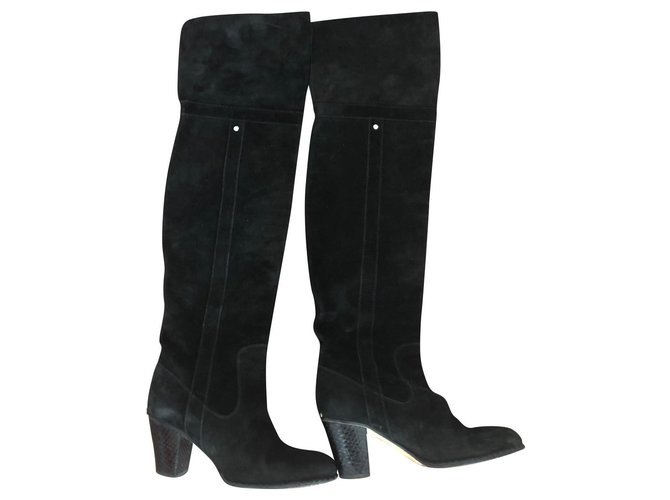 Dior Boots Black Leather Deerskin Python  ref.162598