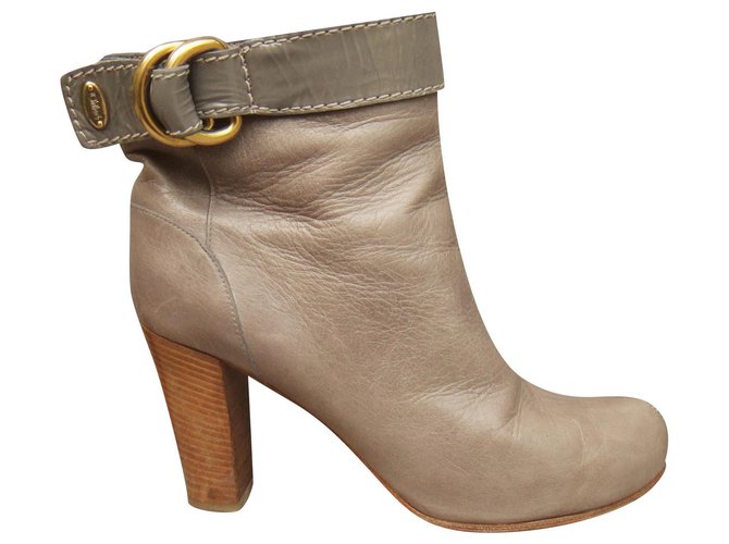 bottines Chloé pointure 38 Cuir Taupe  ref.162599