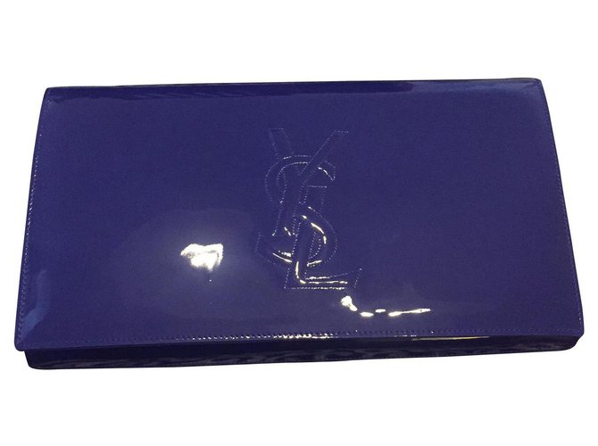 Yves Saint Laurent Pouch Blue Patent leather  ref.162660
