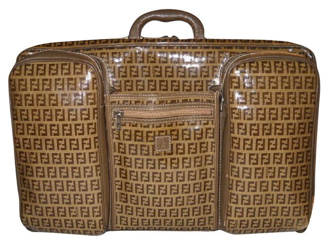 FENDI travel bag Zucchino and leather Beige Cloth  ref.162689