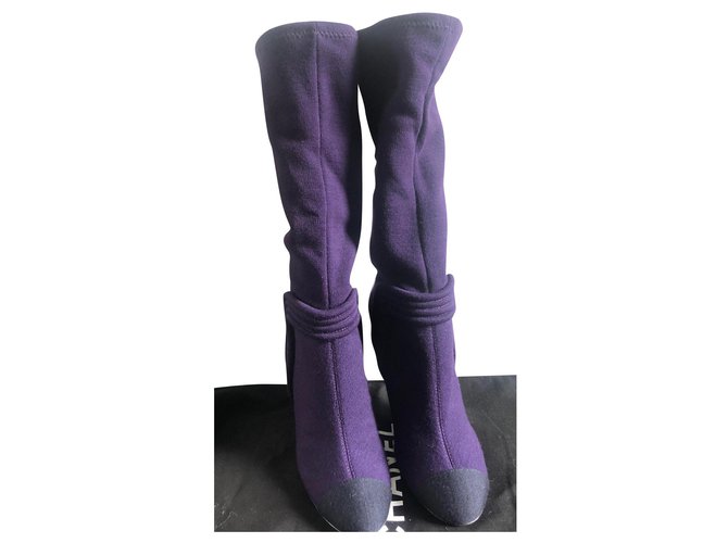 Chanel boots Cuir Violet  ref.162830