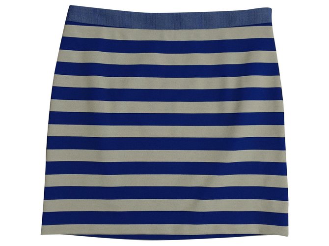Patrizia Pepe Skirts White Blue Cotton Polyester Elastane Polyamide  ref.162856