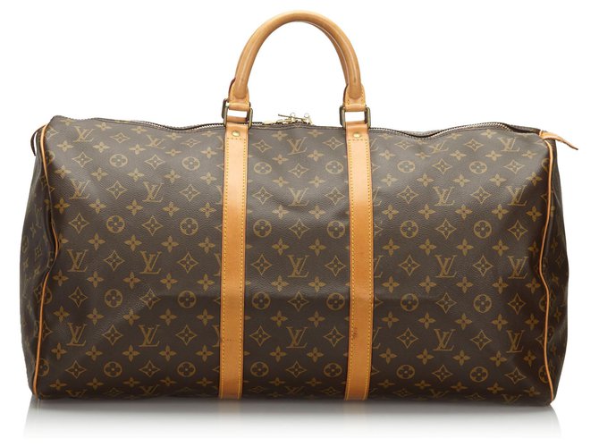 Louis Vuitton Brown Monogram Keepall 55 Leather Cloth  ref.162901
