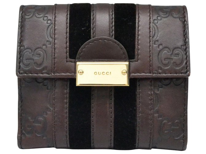Gucci Guccissima Couro Bifold compacto Marrom  ref.163071