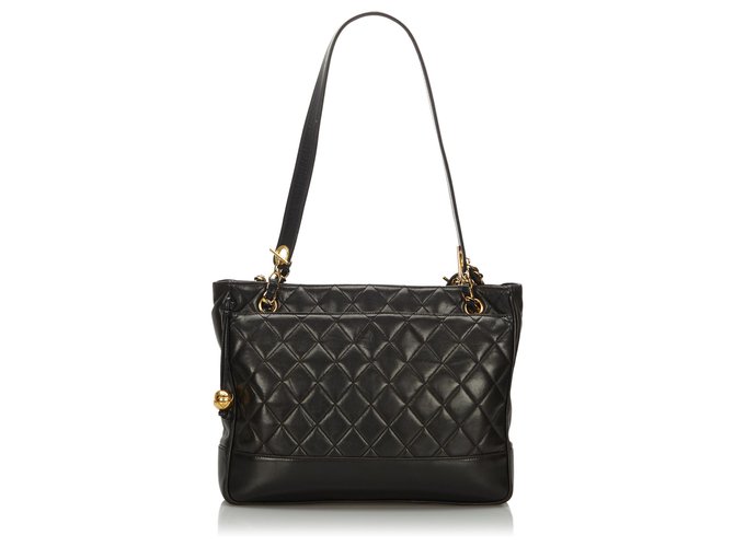 Chanel Black Matelasse Lambskin Leather Tote Bag  ref.163132