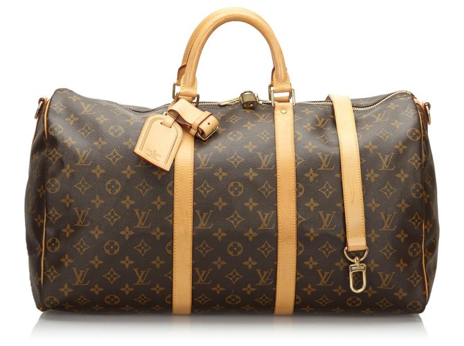 Louis Vuitton Brown Monogram Keepall Bandouliere 50 Leather Cloth  ref.163134