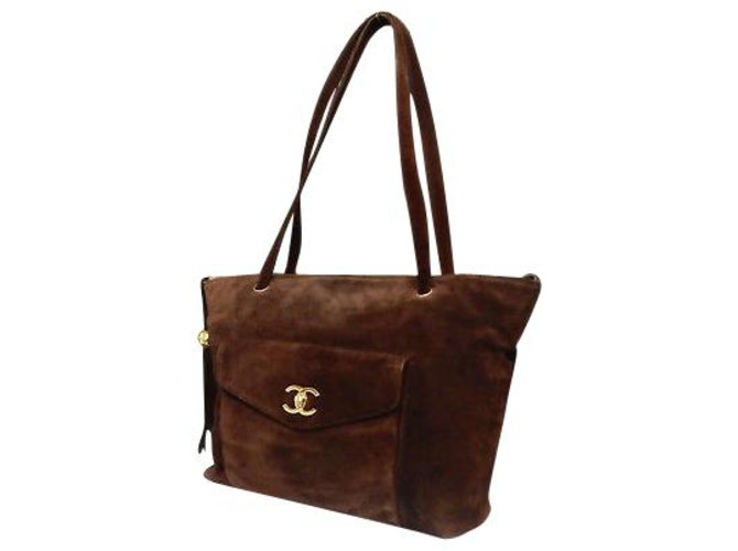 Chanel Vintage Shoulder Bag Brown Suede  ref.163141