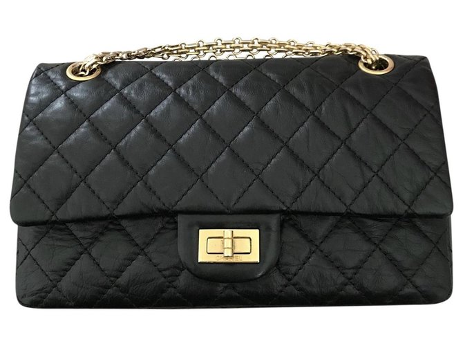 Chanel 2.55 Black Leather  ref.163174