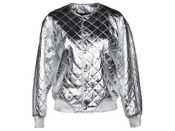 Saint Laurent Jackets Silvery Leather  ref.163227
