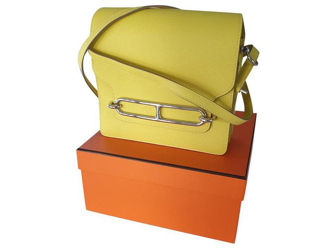 Hermès ROULIS MINI Amarelo Couro  ref.163307