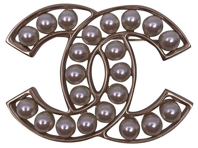 Broche com pérolas Chanel 2019 Prata