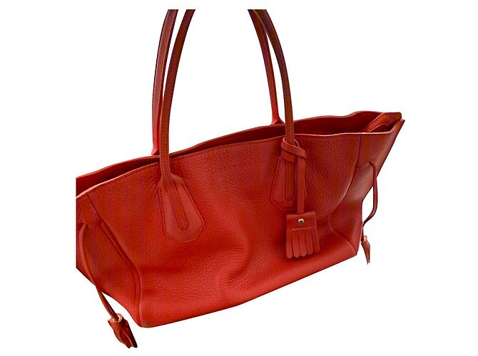 Borsa a mano Longchamp Penelope in pelle Corallo