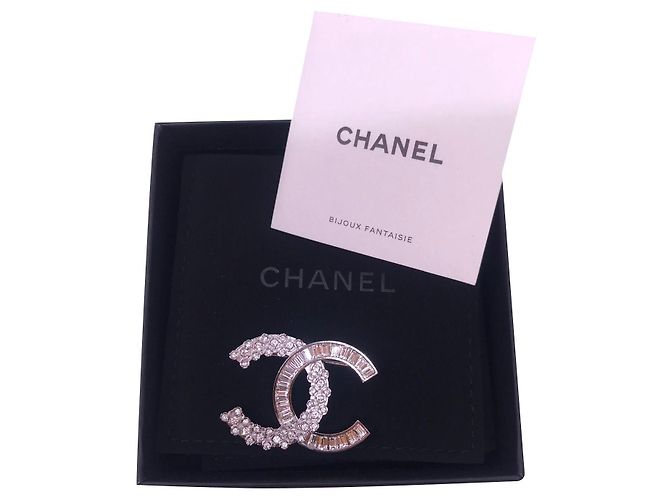 Chanel Strass / Glitzer Brosche 2019 Silber