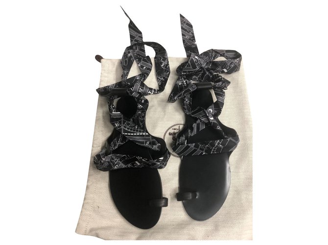 Hermès Sandalo Black Leather  ref.163320