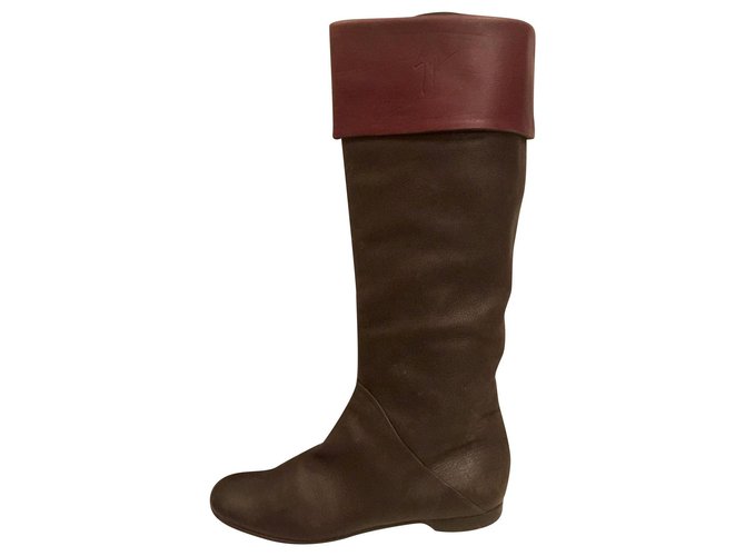 Giuseppe Zanotti Riding or overknee boots Chestnut Dark brown Leather  ref.163326