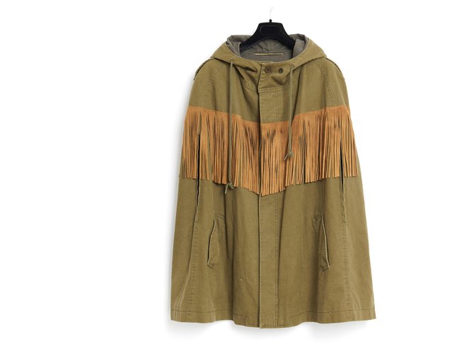 Saint Laurent KHAKI FRINGE BY SLIMANE Cotton  ref.163337