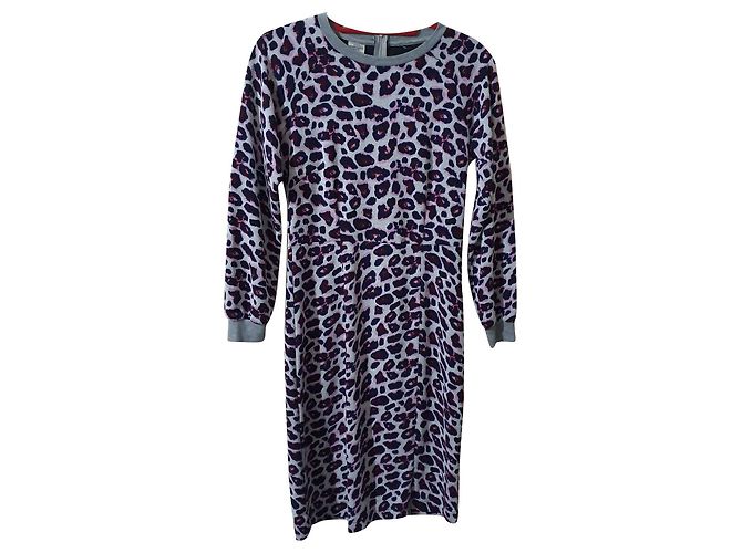 Baum und Pferdgarten Kleid mit Leopardenmuster Mehrfarben
